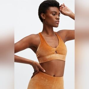 Fabletics Oasis Twist Velour Sports Bra, Size Medium